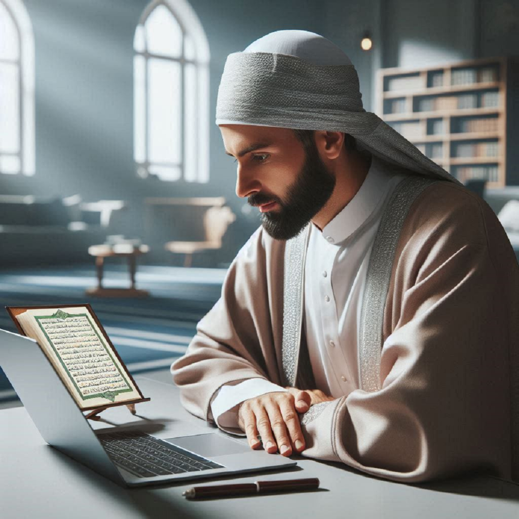 online quran teacher teach quran online he wear islamic dress