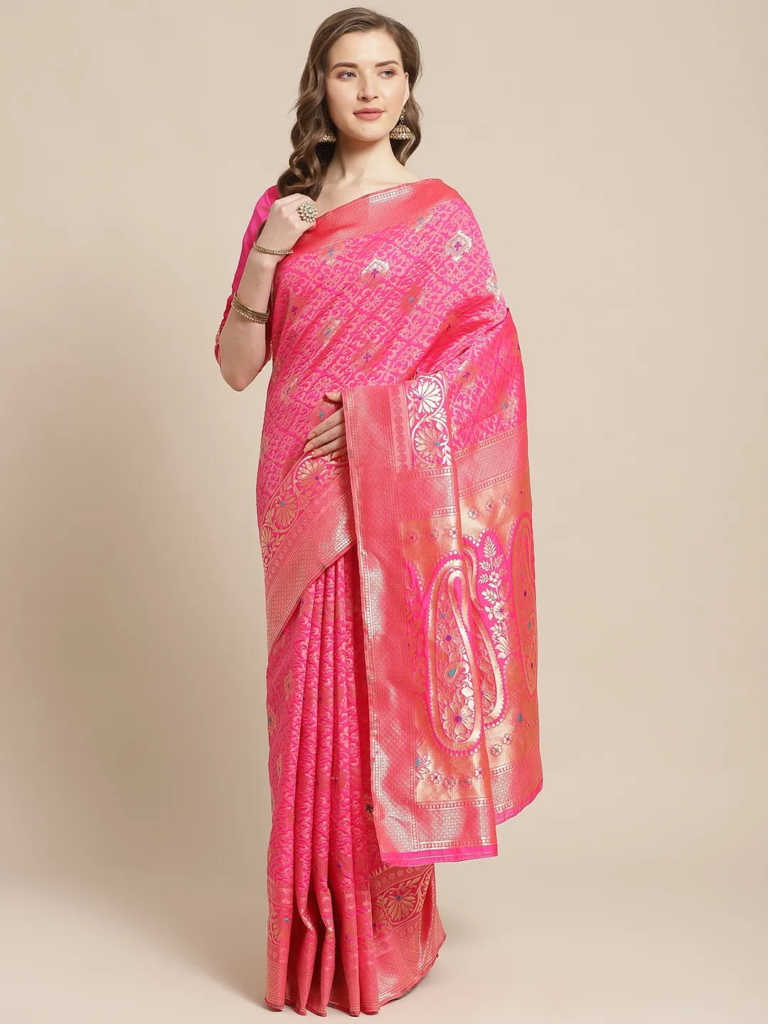 pink-banarasi-silk-saree-and-blouse-piece