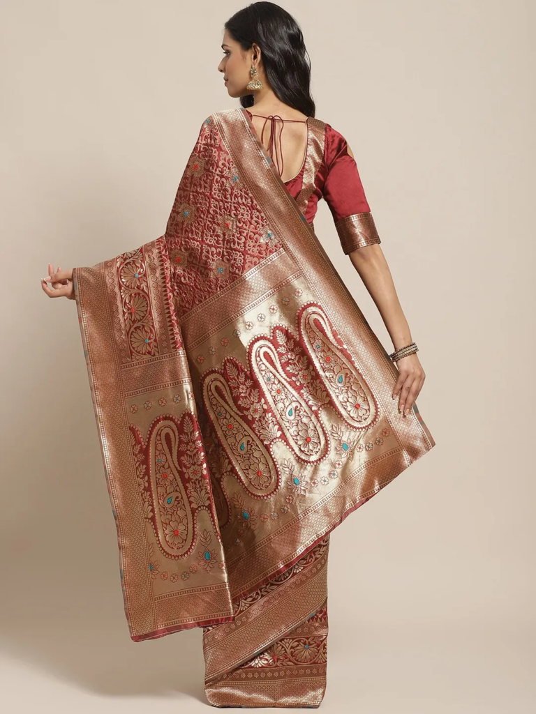 maroon-kanjivaram-art-silk-designer-saree-and-blouse-piece